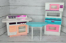 Vintage 1993 Mattel Barbie Dishwasher Fun Fixin Stove Kitchen Island Table