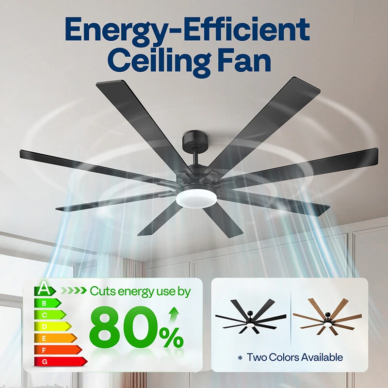 72'' Flush Mount LED Ceiling Fan with Light & Remote 6+1 Speeds, 3CCT, Dimmable - Image 2 of 4