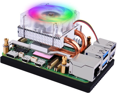 Geeekpi Ice Tower Cooler for Raspberry Pi 5, Pi 5 Aluminum Active Cooler with Co