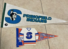(2) AHL Springfield Indians Vintage 1990's Hockey Calder Cup Champs Pennant