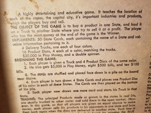 Game Of The States Milton Bradley Vintage 1960 First Edition - Picture 4 of 5