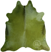 Real Cowhide Rug Dyed Green   - Size 6x7'