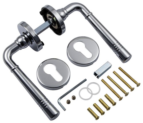 Türbeschlag messing Türgriff Rosette chrom glänzend SET Zimmertür Bad 1-7 Türen - Bild 7 von 21