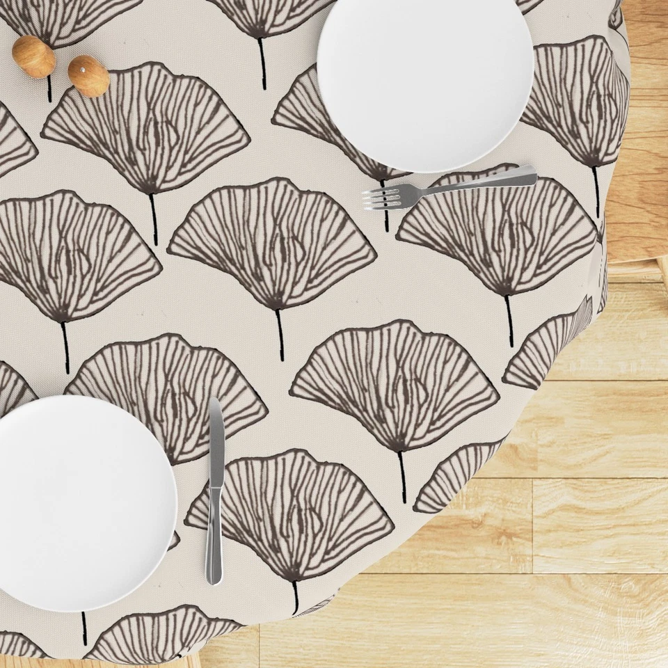 Japandi Farmhouse Art Deco Abstract Printed Round Table Cover, Round Table Cloth - Image 3 of 4