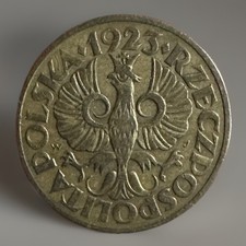 1923, Poland 5 Groszy ( Brass) Nice Grade