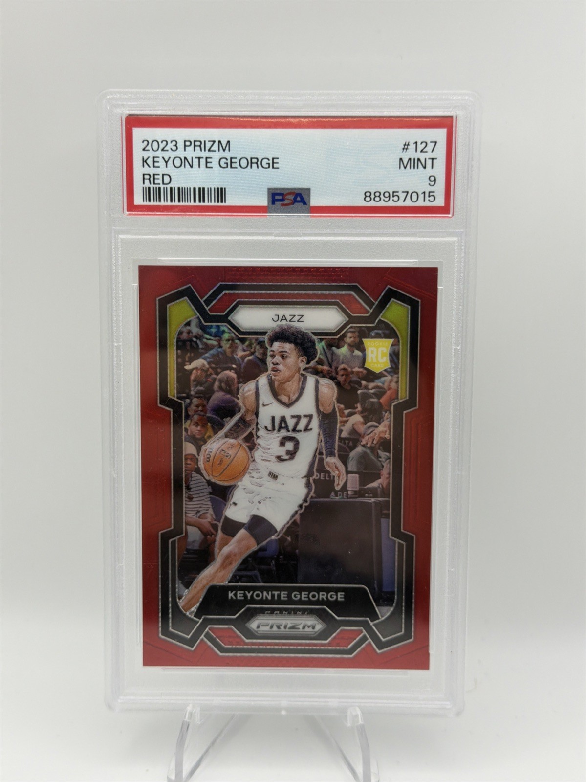 2023-24 Panini Prizm Keyonte George RC Rookie Red Prizm Numbered /299 PSA 9 Jazz