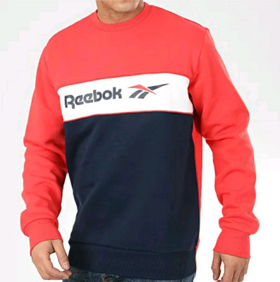 Mens Large Retro Style Reebok Tricolor Training Essentials Crew Sweatshirt