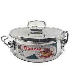 Flanera de 6 pulgadas de diámetro, 1,5 cuartos de galón con cerradura y tapa con asa, acero inoxidable