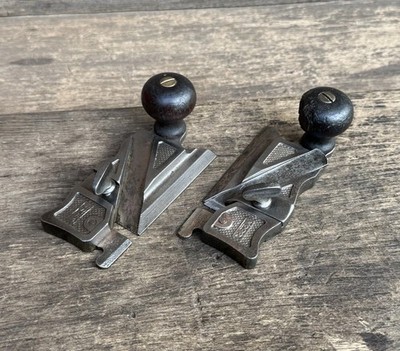 Vintage Paar Stanley Nr. 98 & 99 Seitenfalzhobel Holzbearbeitung altes Werkzeug