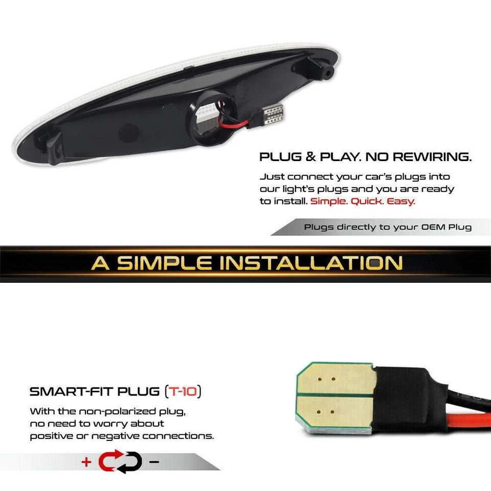 2PC Clear Lens Red LED Rear Side Marker Indicator Lights For 2002-10 Lexus SC430 - Image 4 of 4