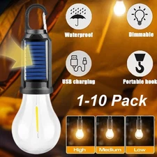 LED Solar Camping Lantern USB Rechargeable Outdoor Lamp Tent Lights for Hanging