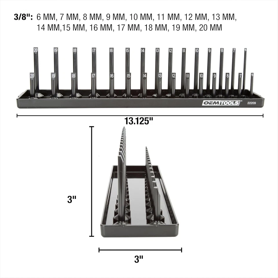22209 Metric 3/8 Inch Drive Socket Tray Organizer, Black - Image 3 of 4