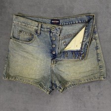 Vintage Guess Jeans Shorts Womens 30 Blue High Rise Faded Made USA Button Fly