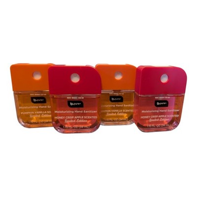 4X B Pure HONEY CRISP APPLE and PUMPKIN VANILLA Hand Sanitizer 1 fl oz. 2 Ea