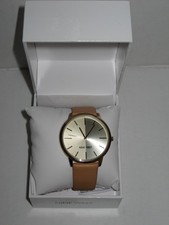 New Nine West Women's Gold-Tone and Caramel Colored Strap Watch