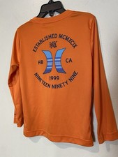 Kids Size 4 Hurley Orange Long Sleeve Dri-Fit UPF 50 Beach Shirt 13"x17.5"