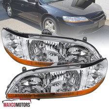 Headlights Fits 1998-2002 Honda Accord 24dr Clear Headlamp Assembly Replacement