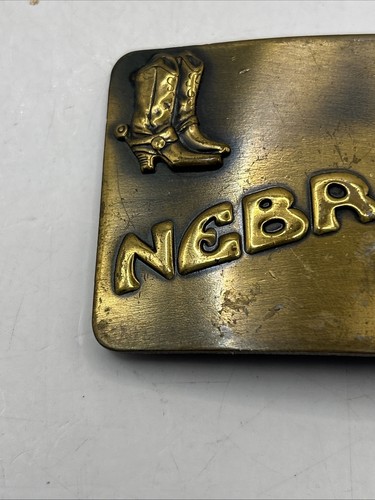 "Botas y caballos Nebraska tono latón hebilla de cinturón 3""x 2""" - Imagen 4 de 6