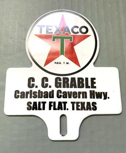 VINTAGE 6x5" THICK, HEAVY TEXACO C.C. GRABLE GASOLINE GAS OIL PORCELAIN SIGN