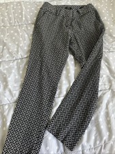 Ann Taylor Dress Pants Career Business Casual Stretch Black White Pattern Sz 0