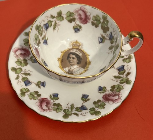 Aynsley Queen Elizabeth II 1953 Coronation Teacup and Saucer  - England