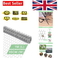 Galvanized Chicken Wire Mesh - 35cm x 1m Garden Animal Barrier Fence, 1 Inch ... 8.99 per metre