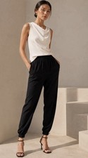 Babaton ARITZIA Jogger Pants Women L Black Lightweight Tapered Trouser DEXTER