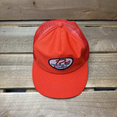 Vintage Rea Construction Company Orange Patch Snapback Trucker Hat Cap Made USA - Picture 3 of 8