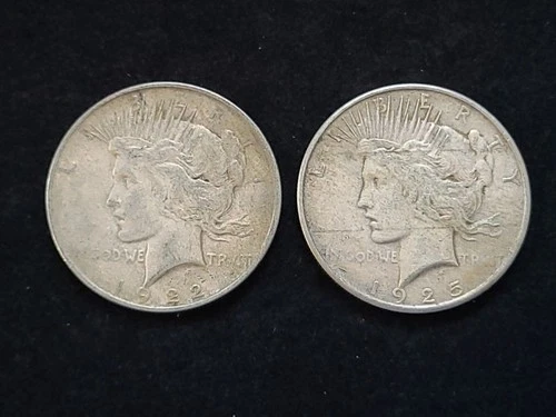 1922 & 1925 Peace Silver Dollars NICE!