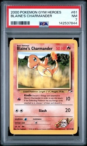 2000 POKEMON GYM HEROES #61 BLAINE'S CHARMANDER PSA 7
