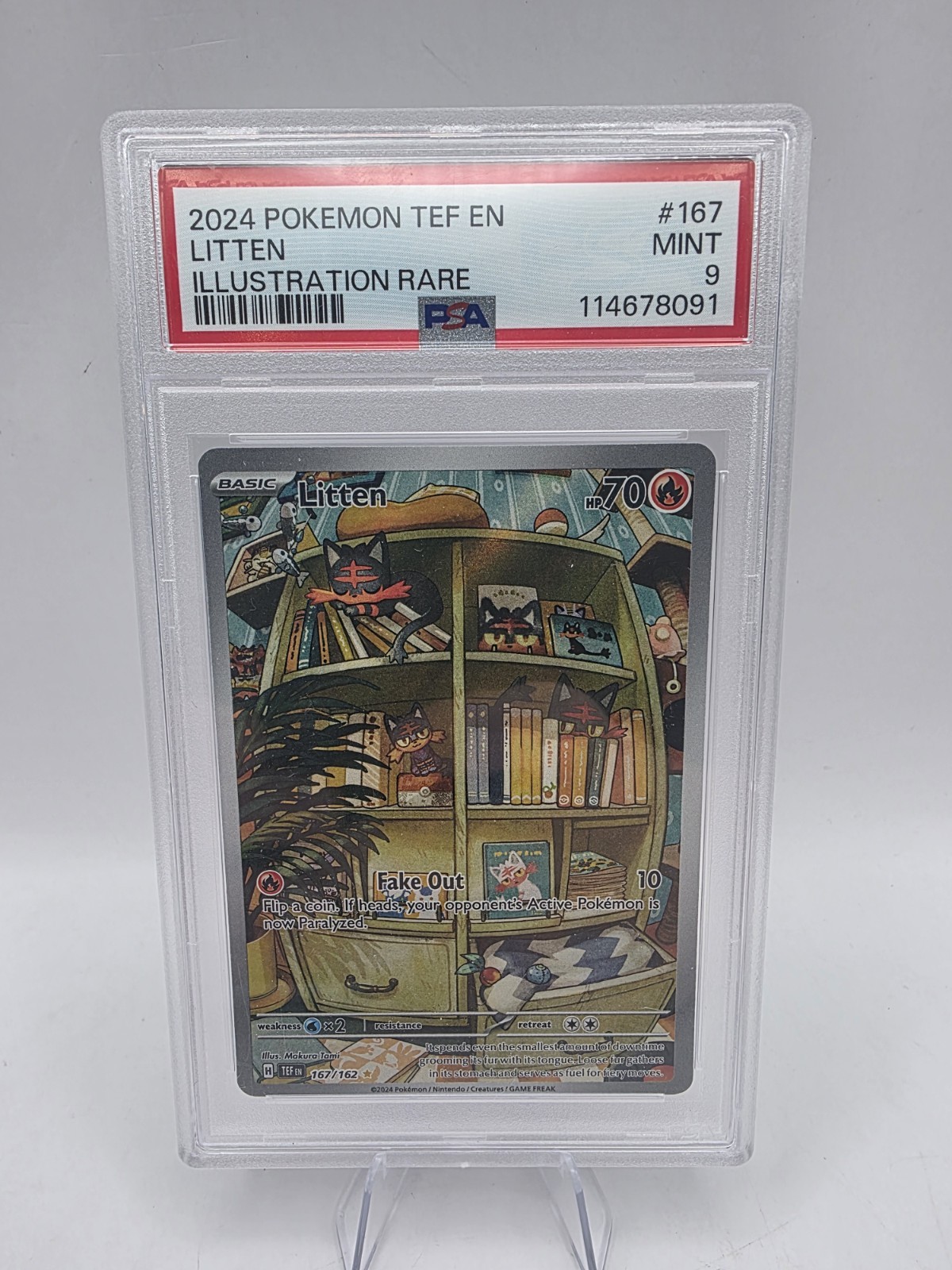 PSA 9 Litten Illustration Rare Temporal Forces 167/162 Pokémon