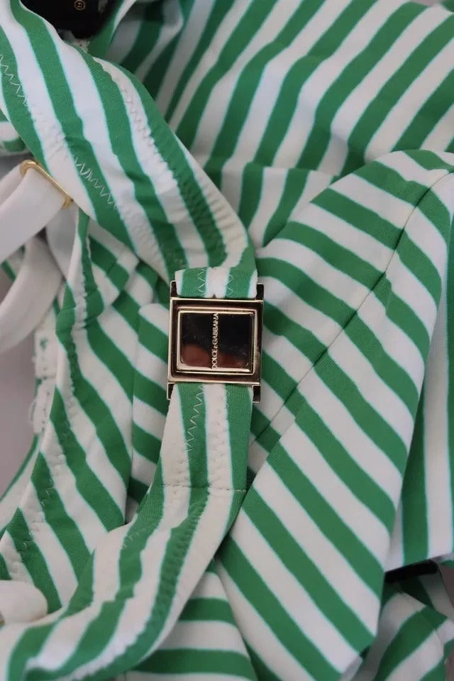 Traje de baño Dolce&Gabbana verde para mujer de nailon elástico a rayas traje de baño de una pieza IT 1 Foto 2 de 4
