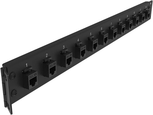 Panel de conexión en blanco Keystone con bisagras de 12 puertos 1U para montaje en rack de 19", negro - Imagen 5 de 12