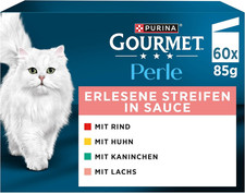 Perla Gourmet Strisce Squisite Gatti Cibo Umido Mix Varietà Confezione 60x85g