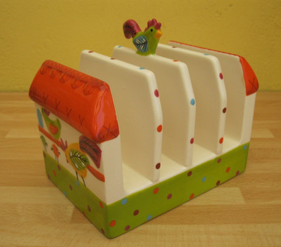 M&S Toastständer, Bauernhof Huhn 4 Scheiben, handbemalt - Serviettenhalter, Buchstaben
