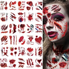 30 Sheets Halloween Zombie Temporary Tattoos, Fake Scars Tattoos, Horror Realist