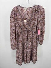Pre-Owned Max Studio Purple Size Medium Floral Short Long Sleeve Dress