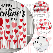 Valentine's Day Shower Curtain with Hearts in Red and Pink