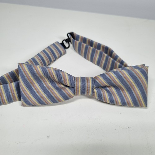 Vintage Men's Stripe Bow Tie Poly Silk Neck Tie, Adjustable Clip On tie