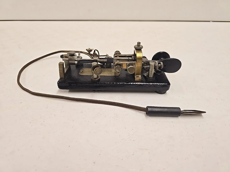 Antique C1918 Vibroplex Semi-Automatic Telegraph Morse Code Key Bug No. 61228 - Image 2 of 4