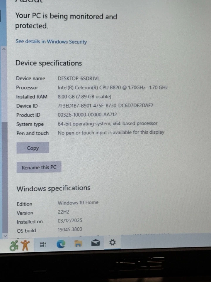 ASUS K55A – Intel Celeron B820 – 8GB RAM – 128GB SSD – 15.6” – Windows 10 - Image 4 of 4