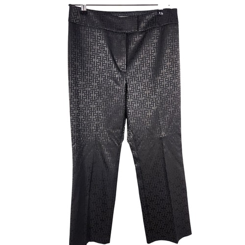 VTG Methode Petite Black Geometric Embossed Wide Leg Dress Pants Size 8