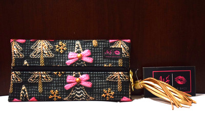 Makeup Junkie Bags Case Holiday Bows NWT