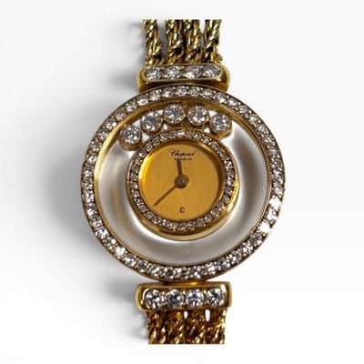 Chopard Happy Diamonds 23 mm 18K Yellow Gold Champagne Dial Watch 4066