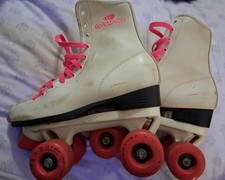 Vintage Roller Derby Women's Quad Skates White And Pink Size 7