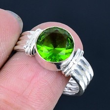 Peridot Handmade 925 Sterling Silver Jewelry Ring US Size 9