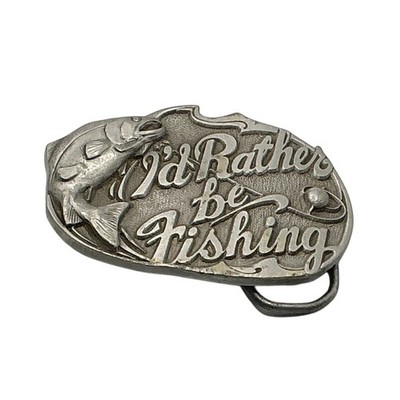 Vintage 1994 Great American Products Id Rather Be Fishing Belt Buckle Trout 523