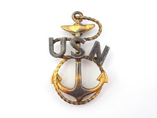 Original WWI US Navy Chief Petty Officer CPO Fouled-ancre Cap Badge AE Co.