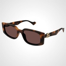New GUCCI Sunglasses GG1534S 002 Brown Rectangle Womens Havana Tortoise Gold