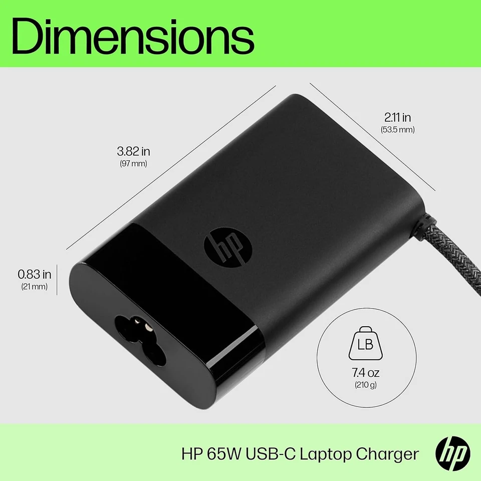 Genuine	HP	65W	USB-C Type-C		AC Adapter Charger - Image 2 of 3